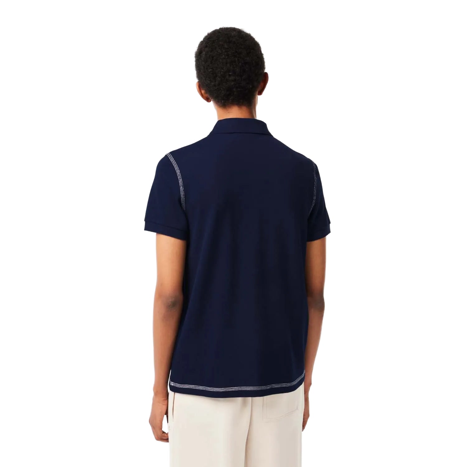 Blue - Back - Lacoste Mens Printed Organic Cotton Polo Shirt