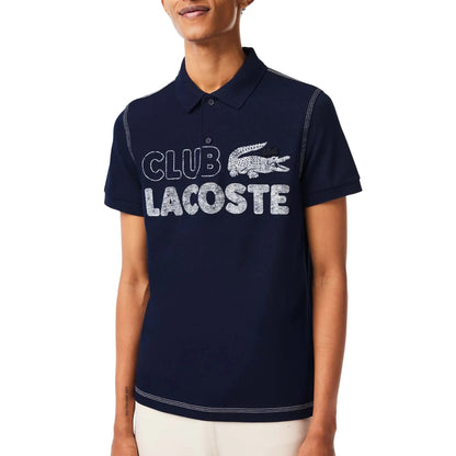 Blue - Side - Lacoste Mens Printed Organic Cotton Polo Shirt