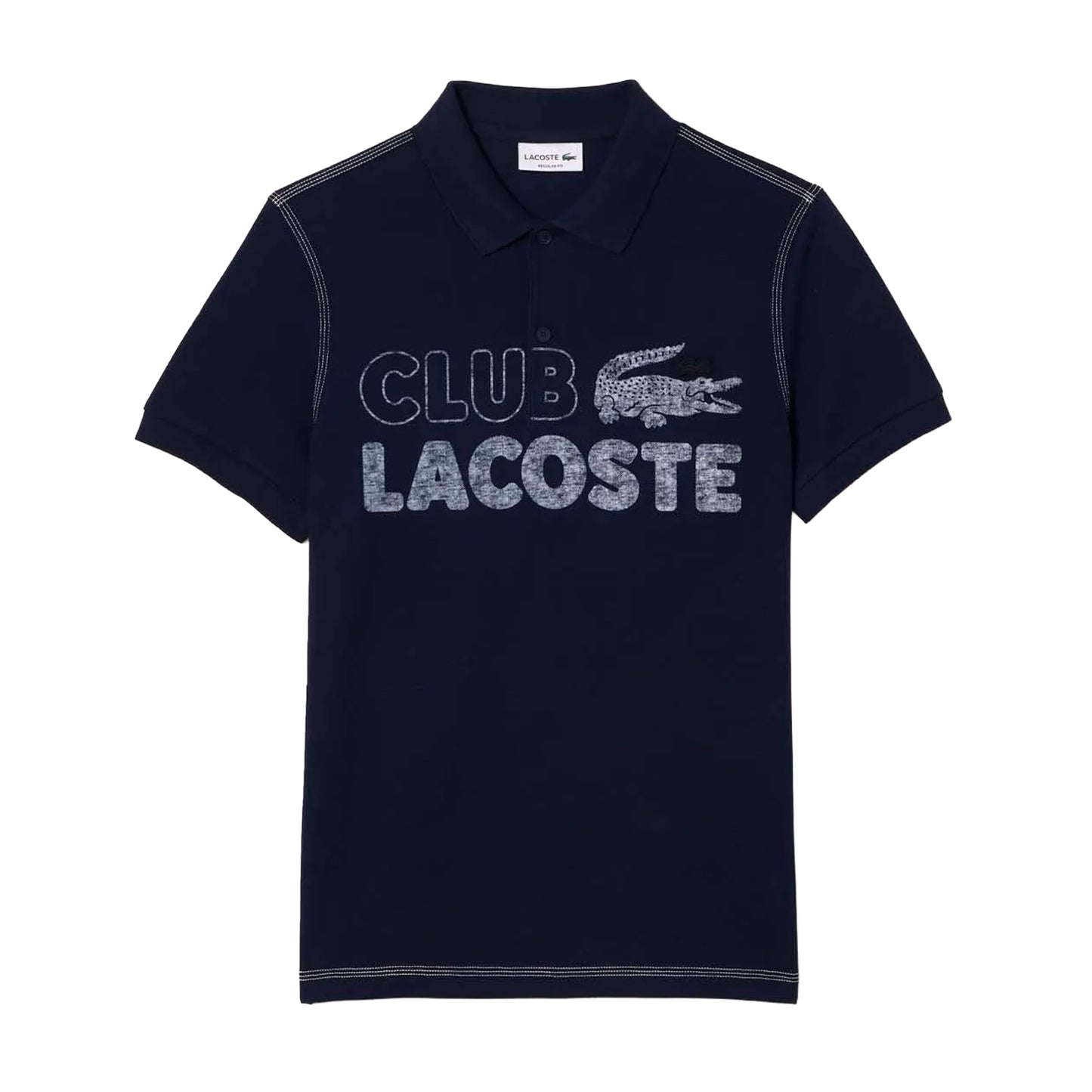 Blue - Front - Lacoste Mens Printed Organic Cotton Polo Shirt
