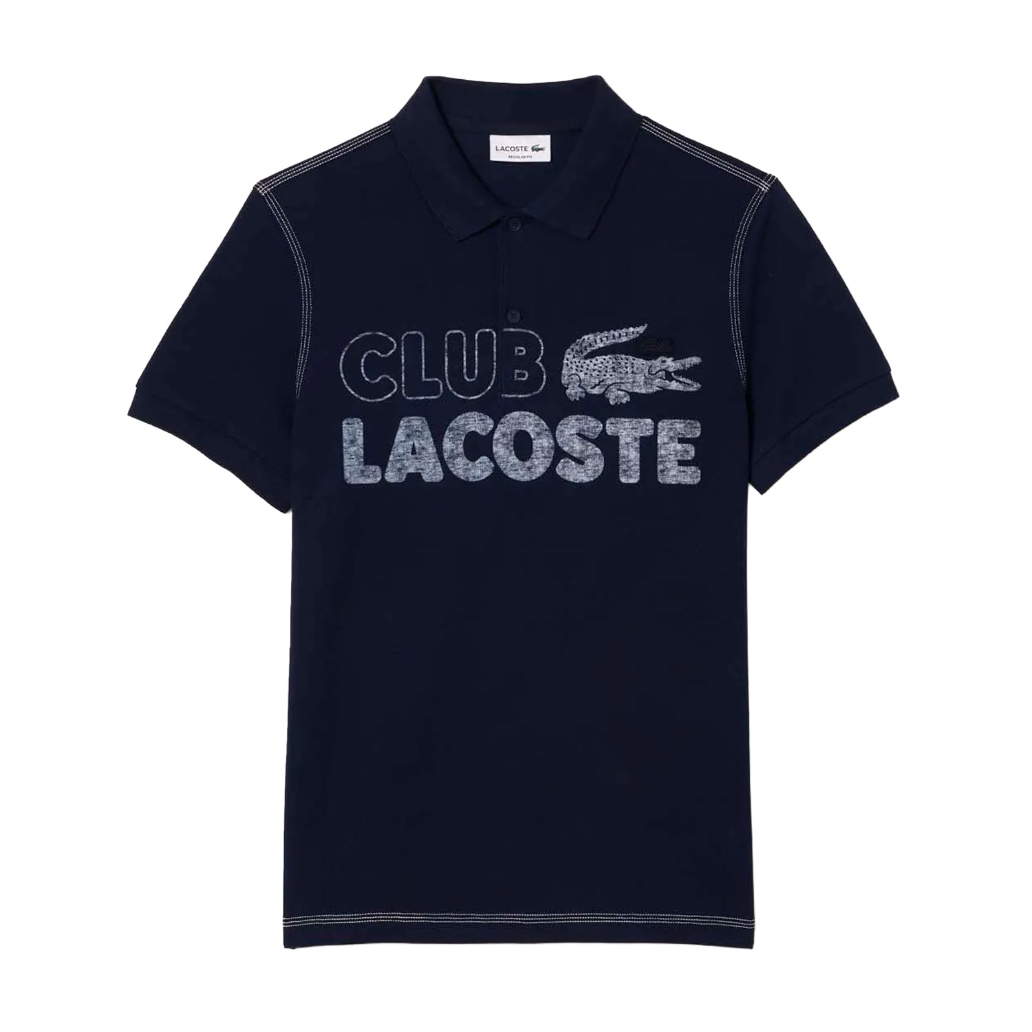 Blue - Front - Lacoste Mens Printed Organic Cotton Polo Shirt