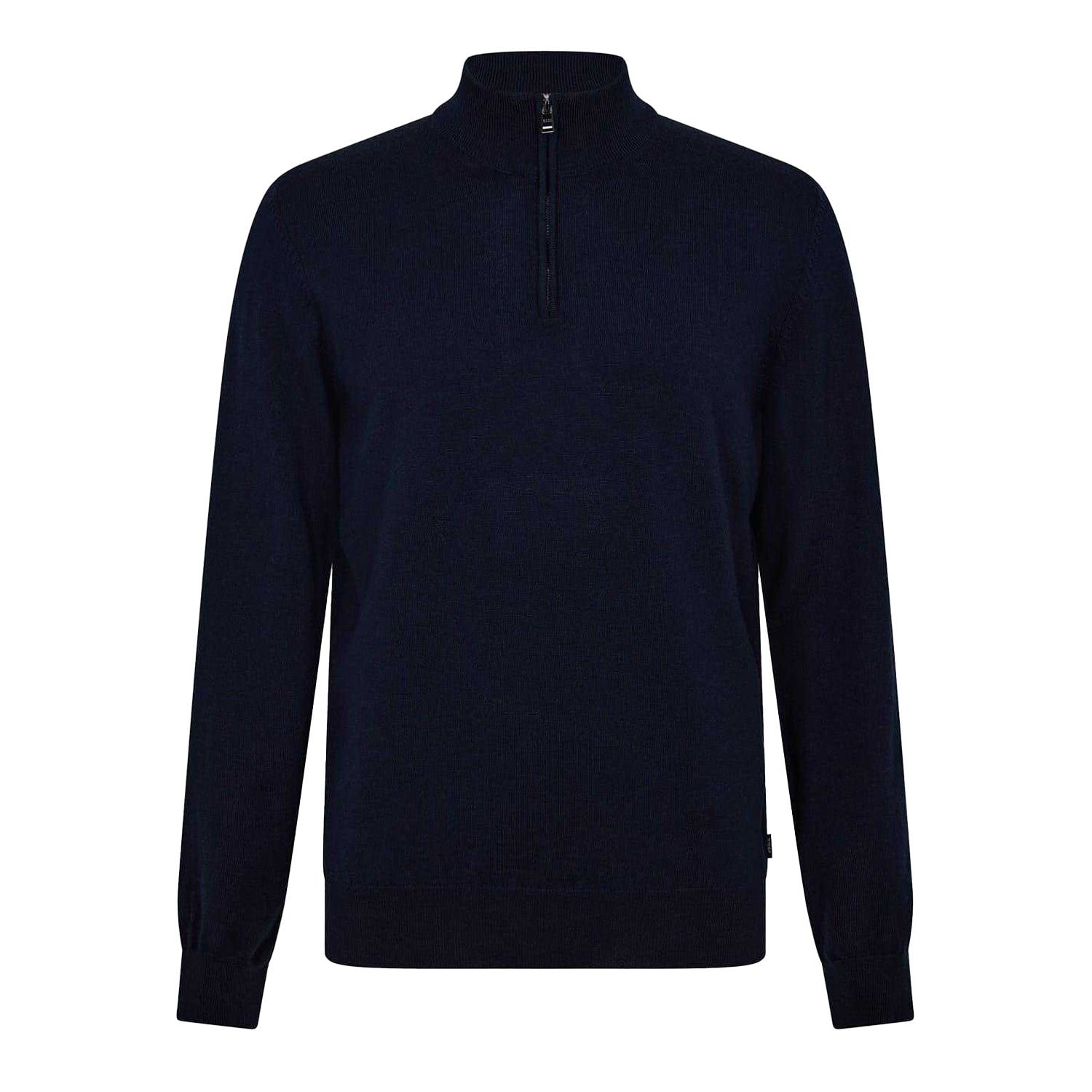 Dark Blue - Front - Boss Mens Ebenji Fine Knit Jumper