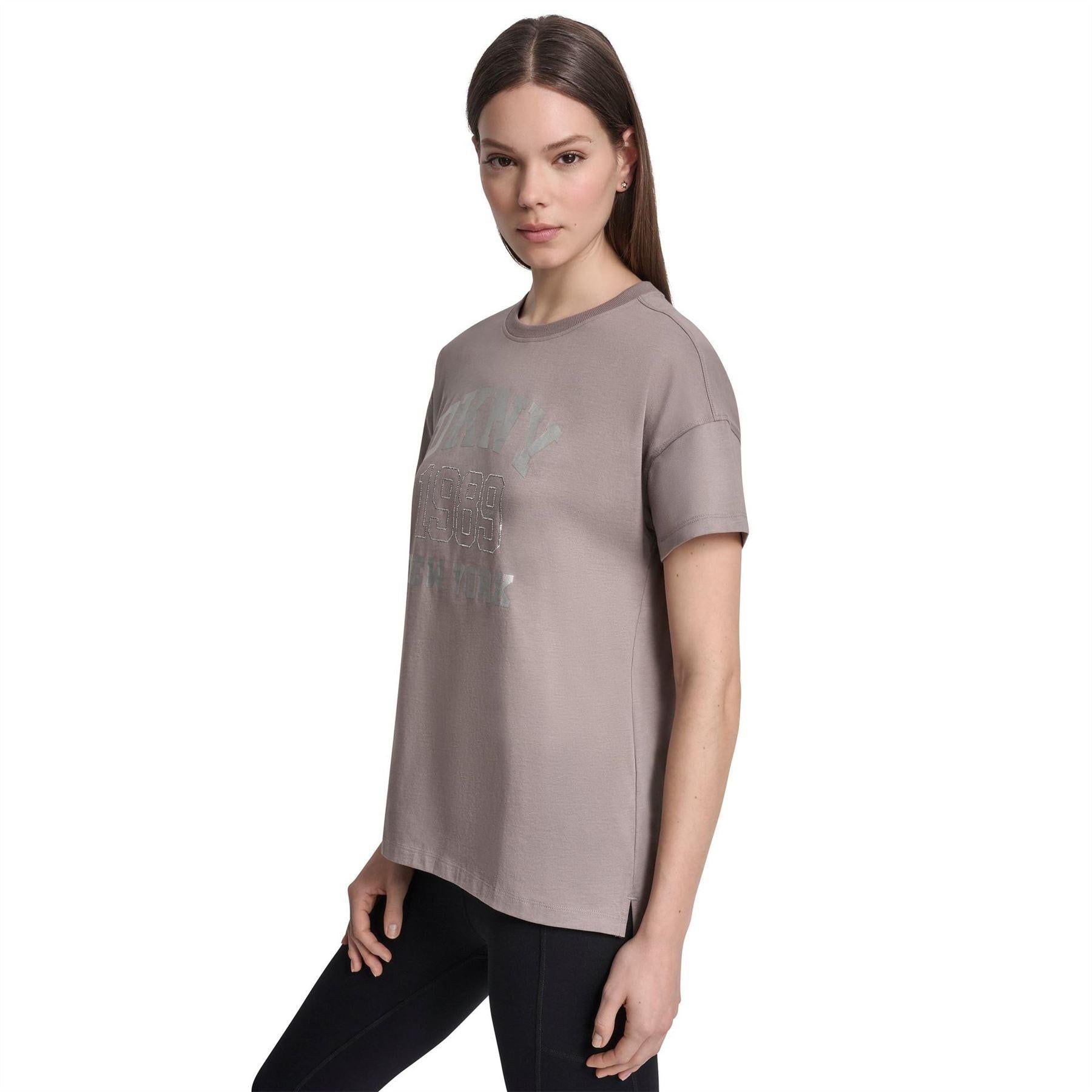 Mushroom - Back - DKNY Womens-Ladies 1989 Shimmer Regular T-Shirt