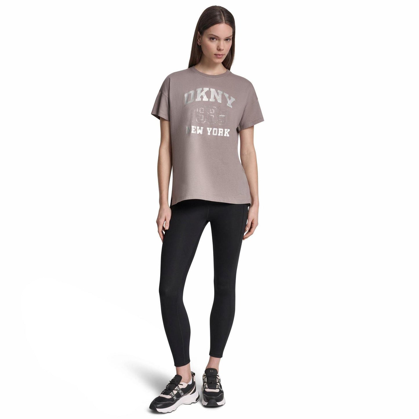 Mushroom - Lifestyle - DKNY Womens-Ladies 1989 Shimmer Regular T-Shirt
