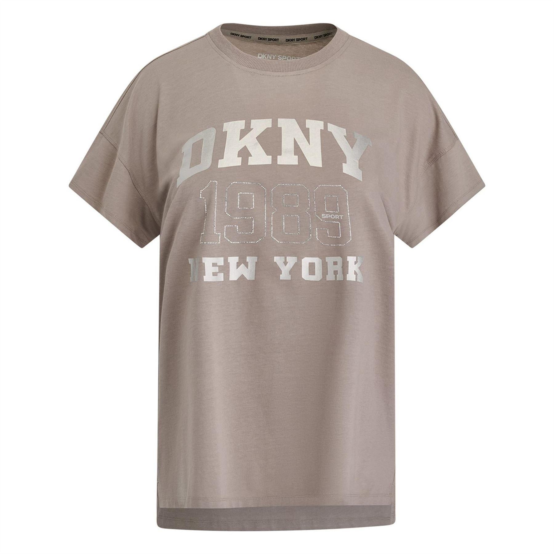 Mushroom - Pack Shot - DKNY Womens-Ladies 1989 Shimmer Regular T-Shirt