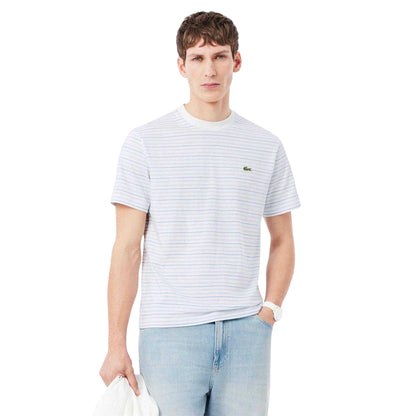White - Side - Lacoste Mens Stripe Regular T-Shirt