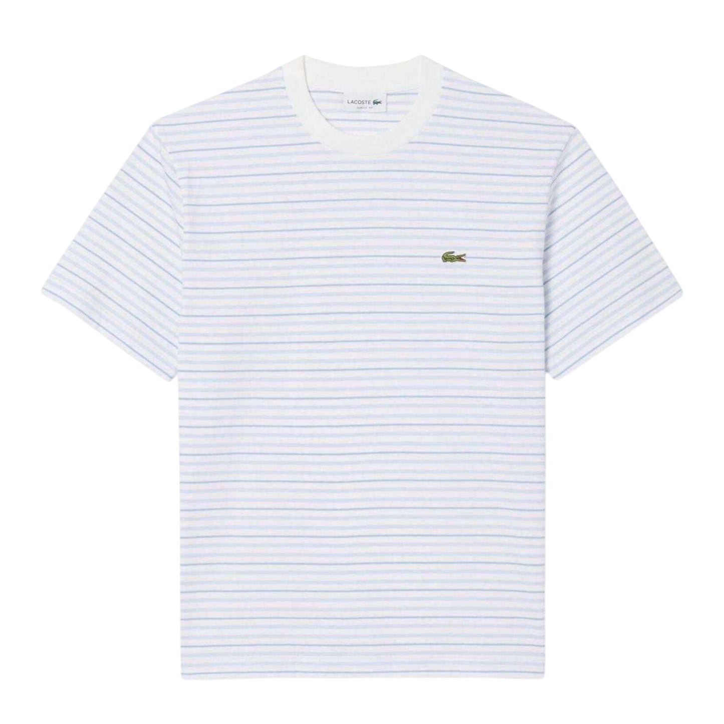 White - Front - Lacoste Mens Stripe Regular T-Shirt
