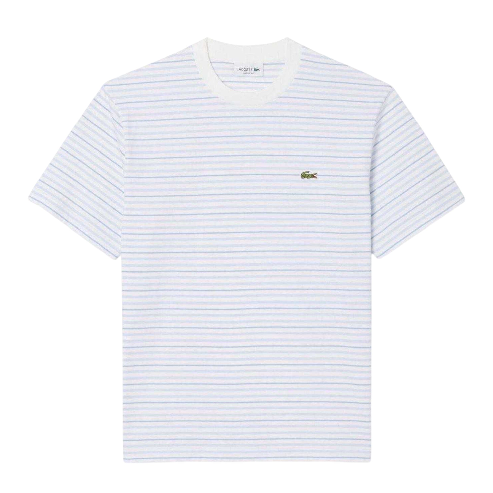 White - Front - Lacoste Mens Stripe Regular T-Shirt