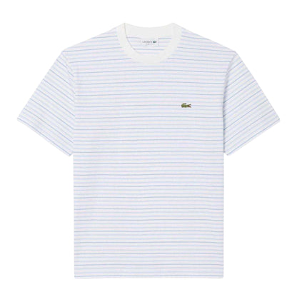 White - Front - Lacoste Mens Stripe Regular T-Shirt