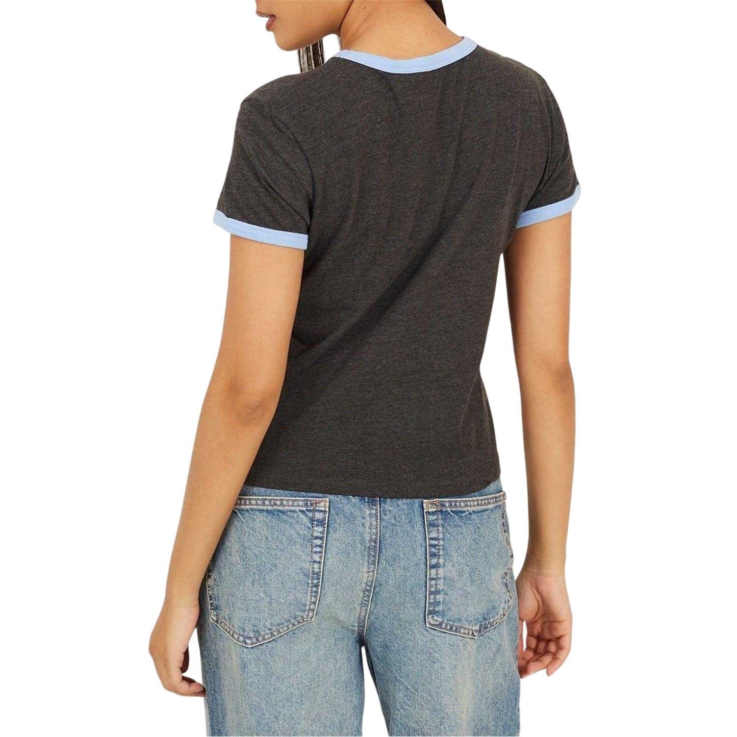 Charcoal-Cornflower - Back - Brave Soul Unisex Adult Contrast Detail Ringer Regular T-Shirt