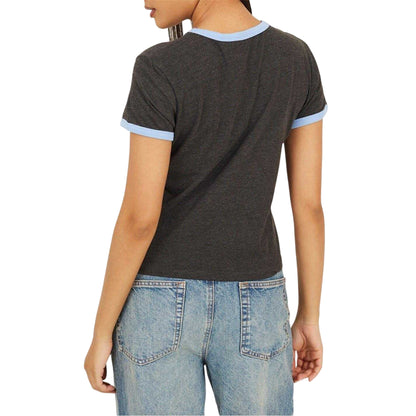 Charcoal-Cornflower - Back - Brave Soul Unisex Adult Contrast Detail Ringer Regular T-Shirt