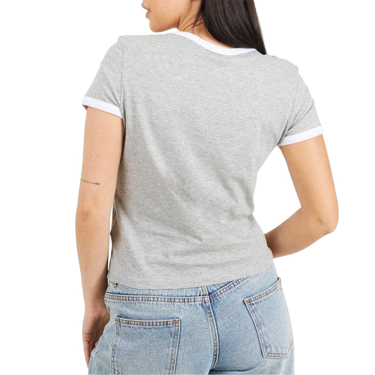 Grey-White - Back - Brave Soul Unisex Adult Contrast Detail Ringer Regular T-Shirt