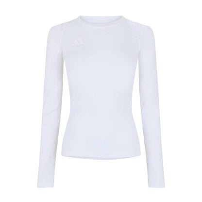 White - Front - Adidas Womens-Ladies Techfit Relaxed Fit Long-Sleeved T-Shirt