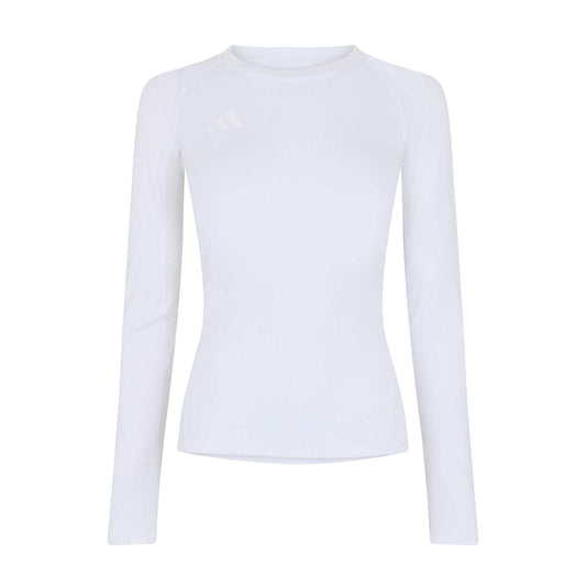 White - Front - Adidas Womens-Ladies Techfit Relaxed Fit Long-Sleeved T-Shirt