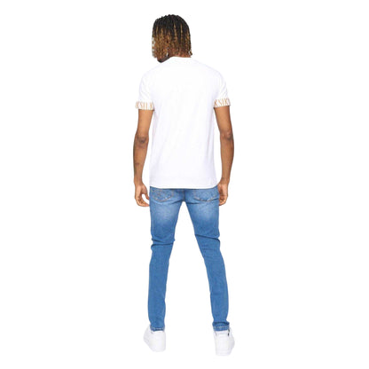White - Back - SikSilk Mens Tech Logo Branded Sleeve T-Shirt