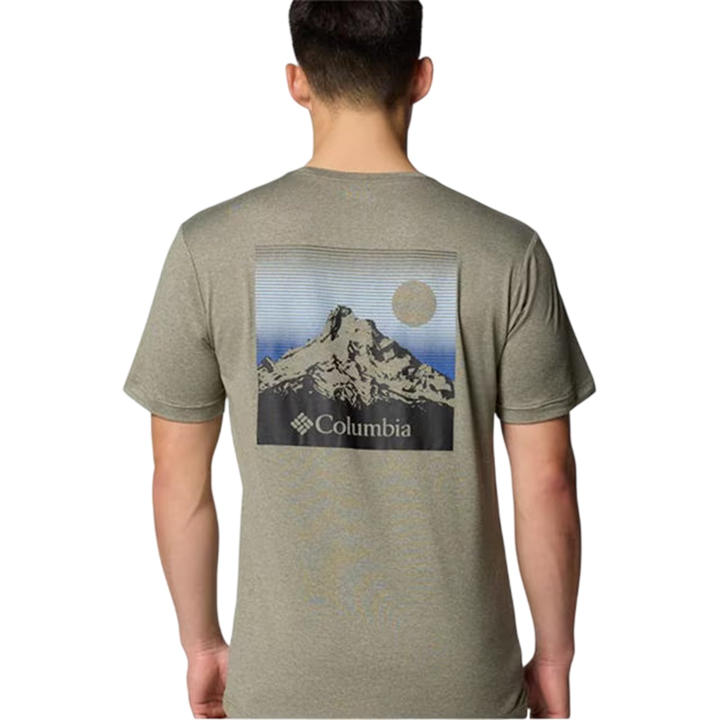 Stone Green - Side - Columbia Mens Kwick Back Print Performance Logo Regular T-Shirt