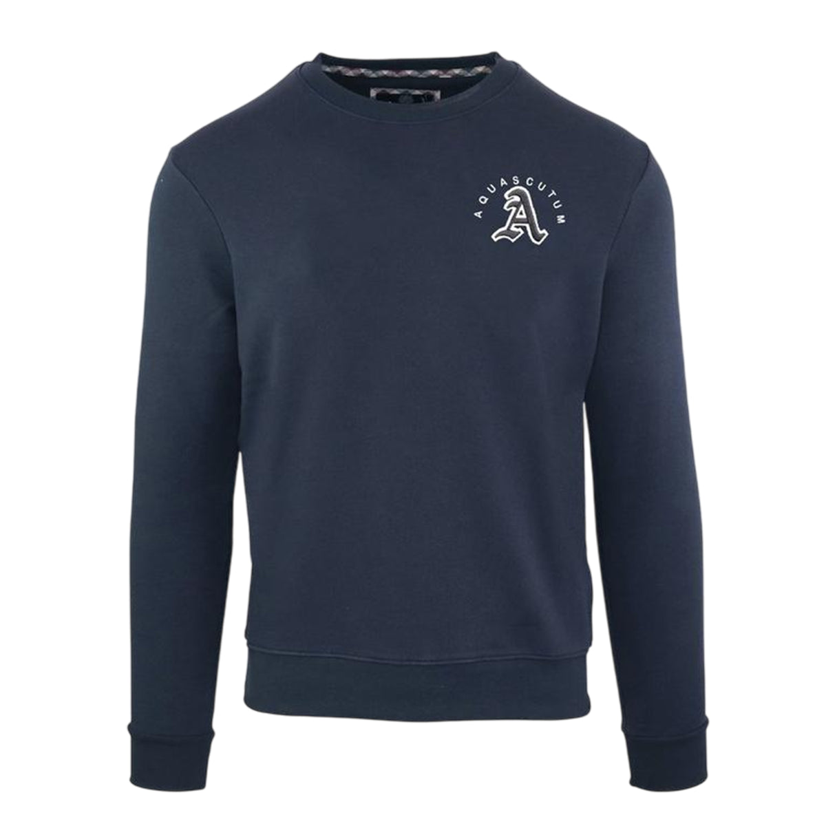 Navy - Front - Aquascutum Mens Embroidered Logo Crew Neck Sweatshirt