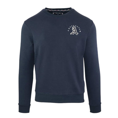 Navy - Front - Aquascutum Mens Embroidered Logo Crew Neck Sweatshirt