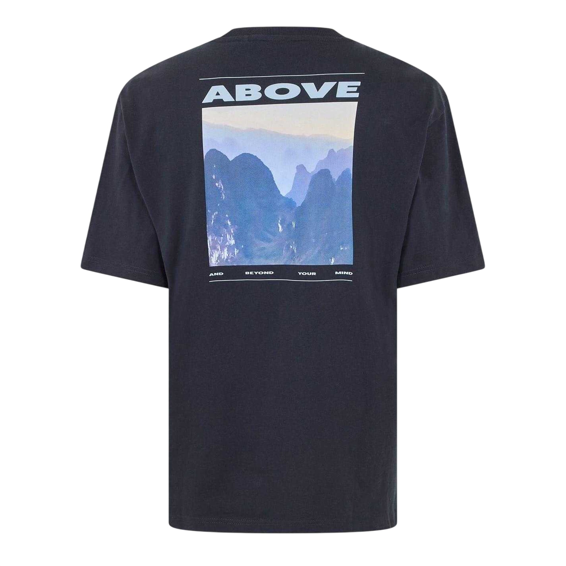 Dark Blue - Back - Boss Mens Above Mountain Regular T-Shirt