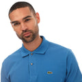 Blue - Side - Lacoste Mens Ribbed Collar Short-Sleeved Polo Shirt