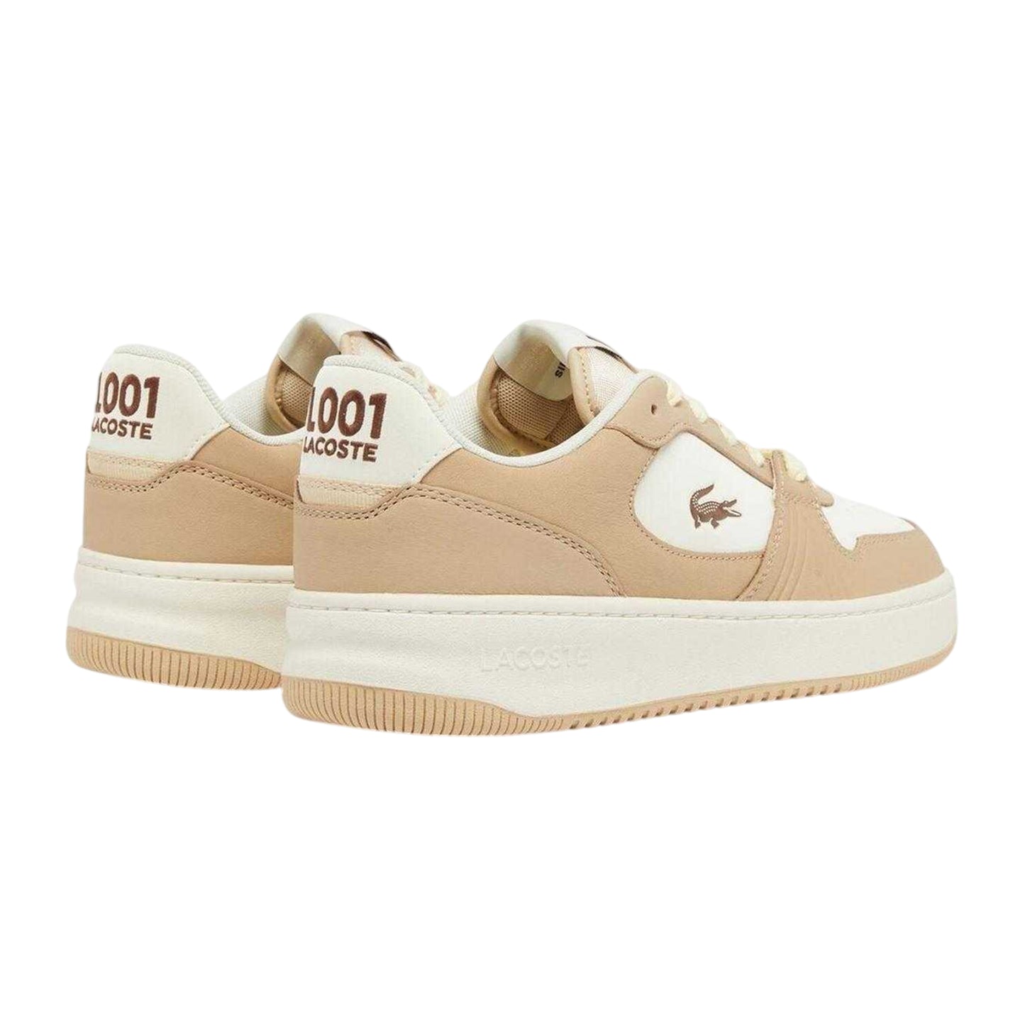 Brown - Back - Lacoste Womens-Ladies L001 Leather Trainers