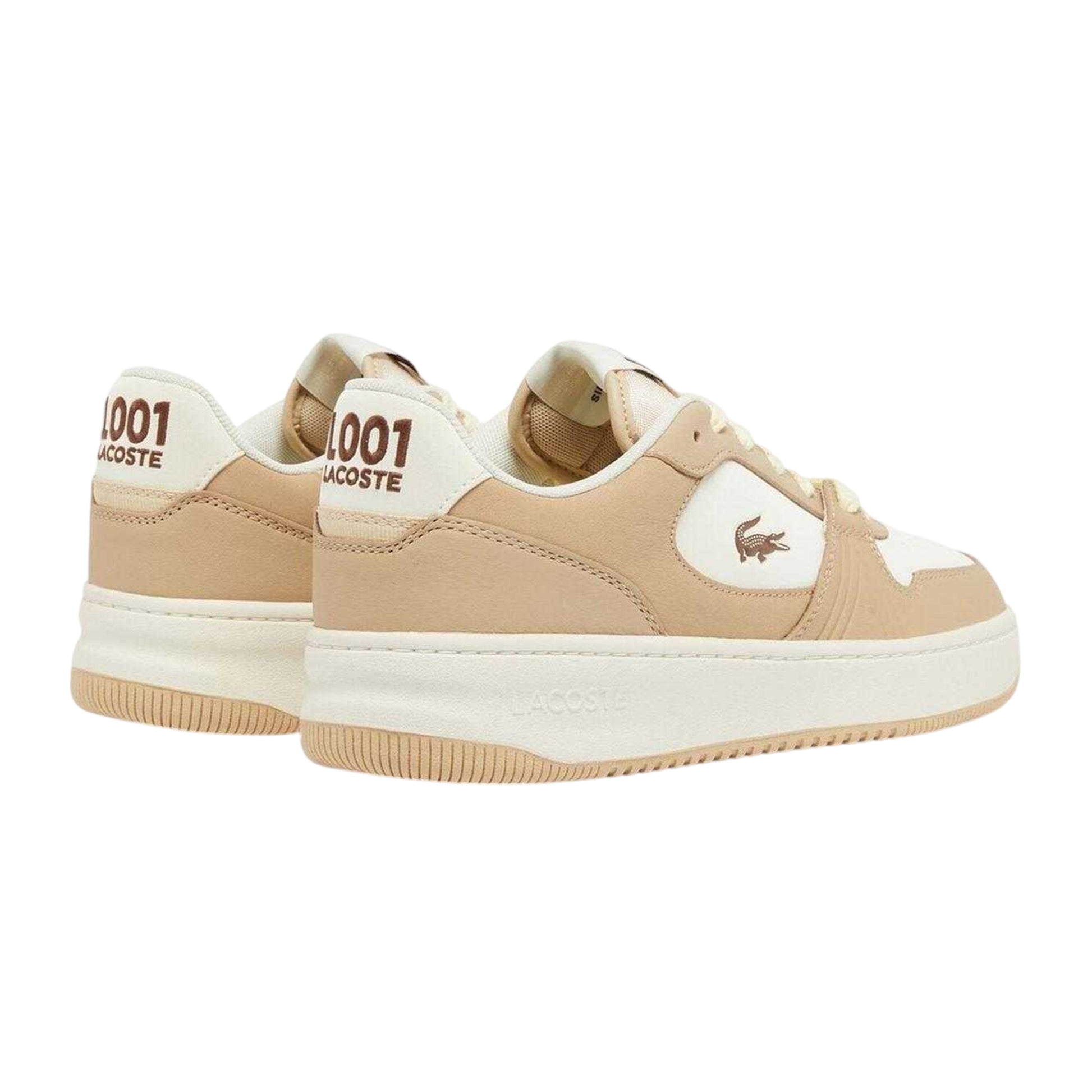 Brown - Back - Lacoste Womens-Ladies L001 Leather Trainers