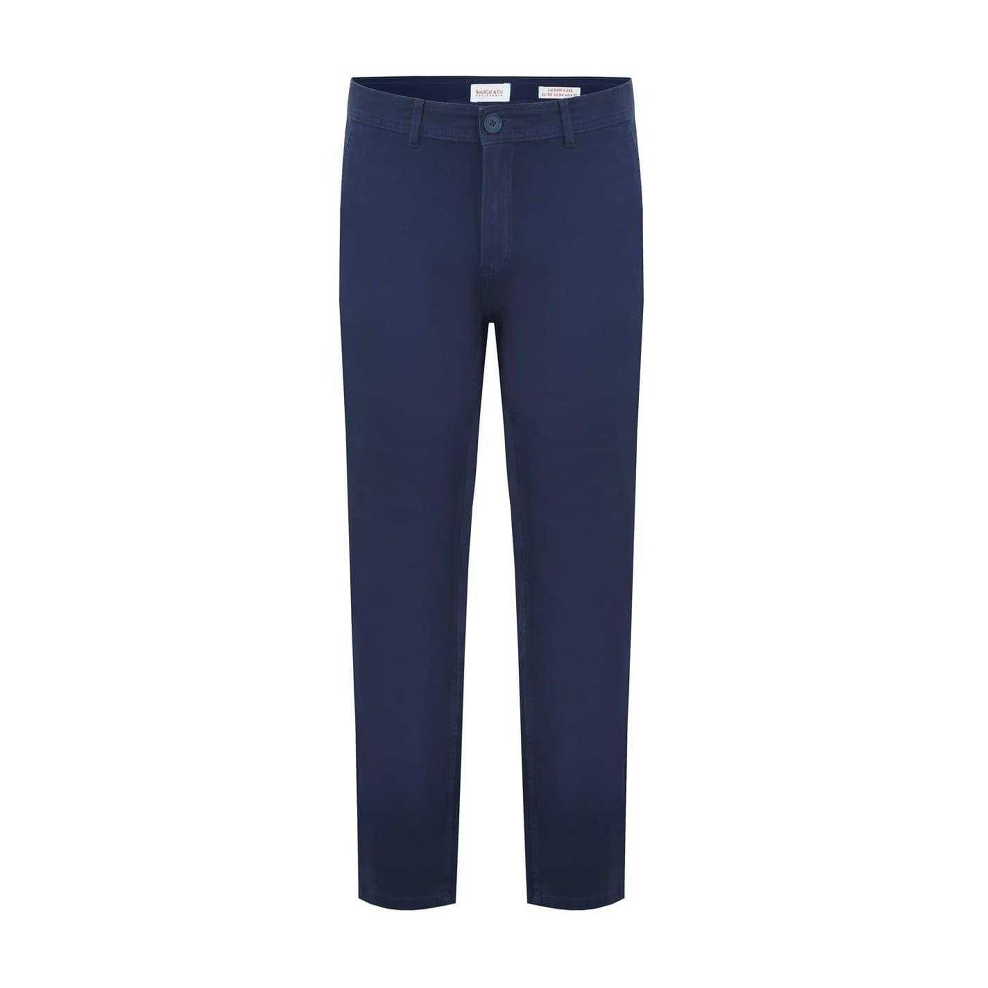 Navy - Front - SoulCal Mens Cotton Blend Chinos