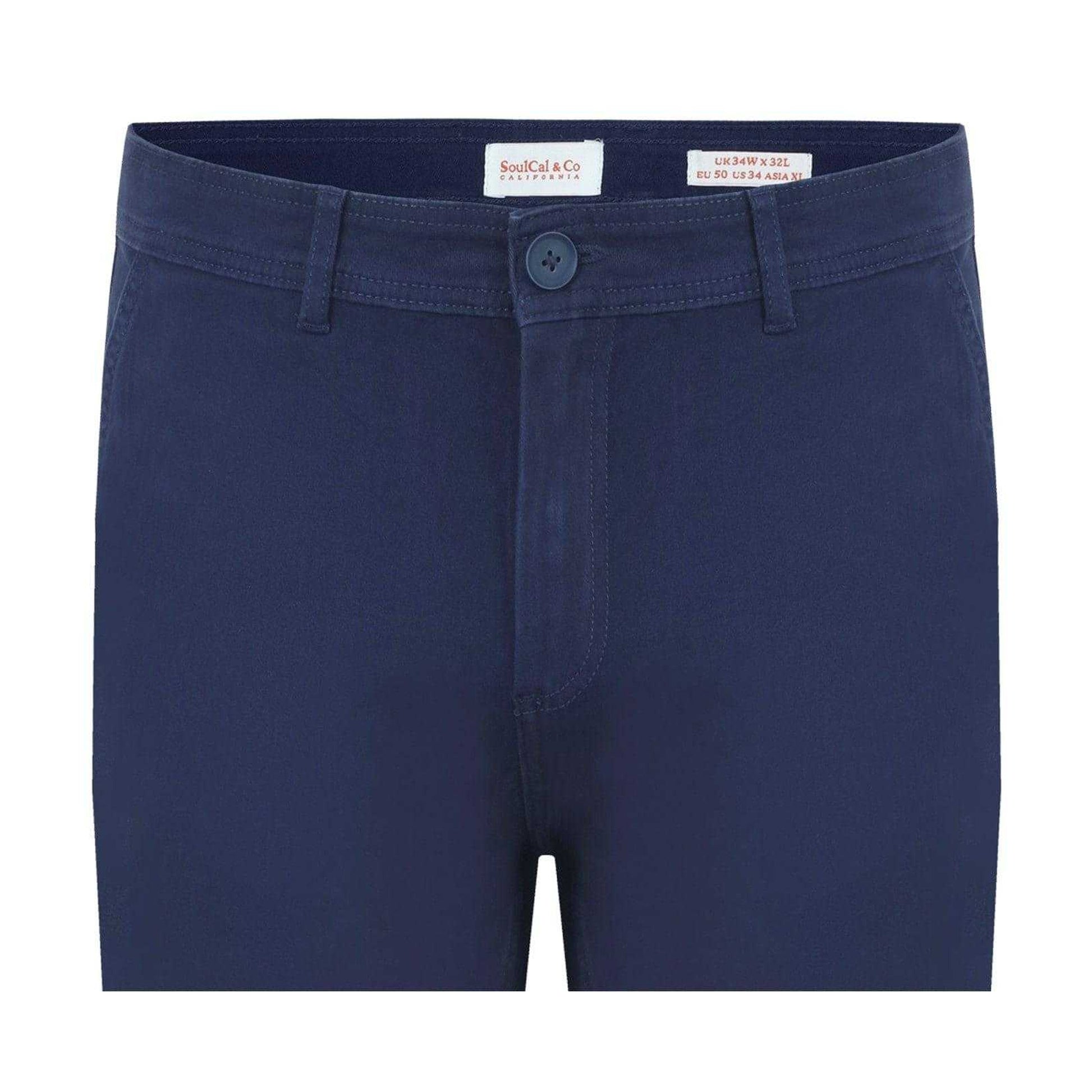 Navy - Side - SoulCal Mens Cotton Blend Chinos