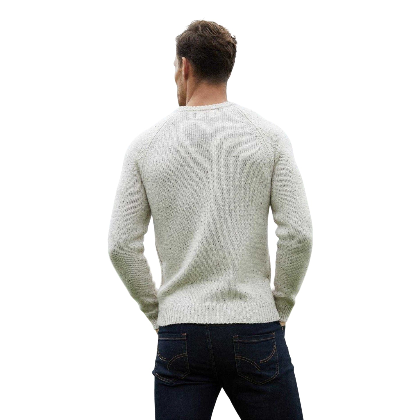 Ecru - Back - Threadbare Mens Ravenswood Crew Neck Relaxed Fit Jumper