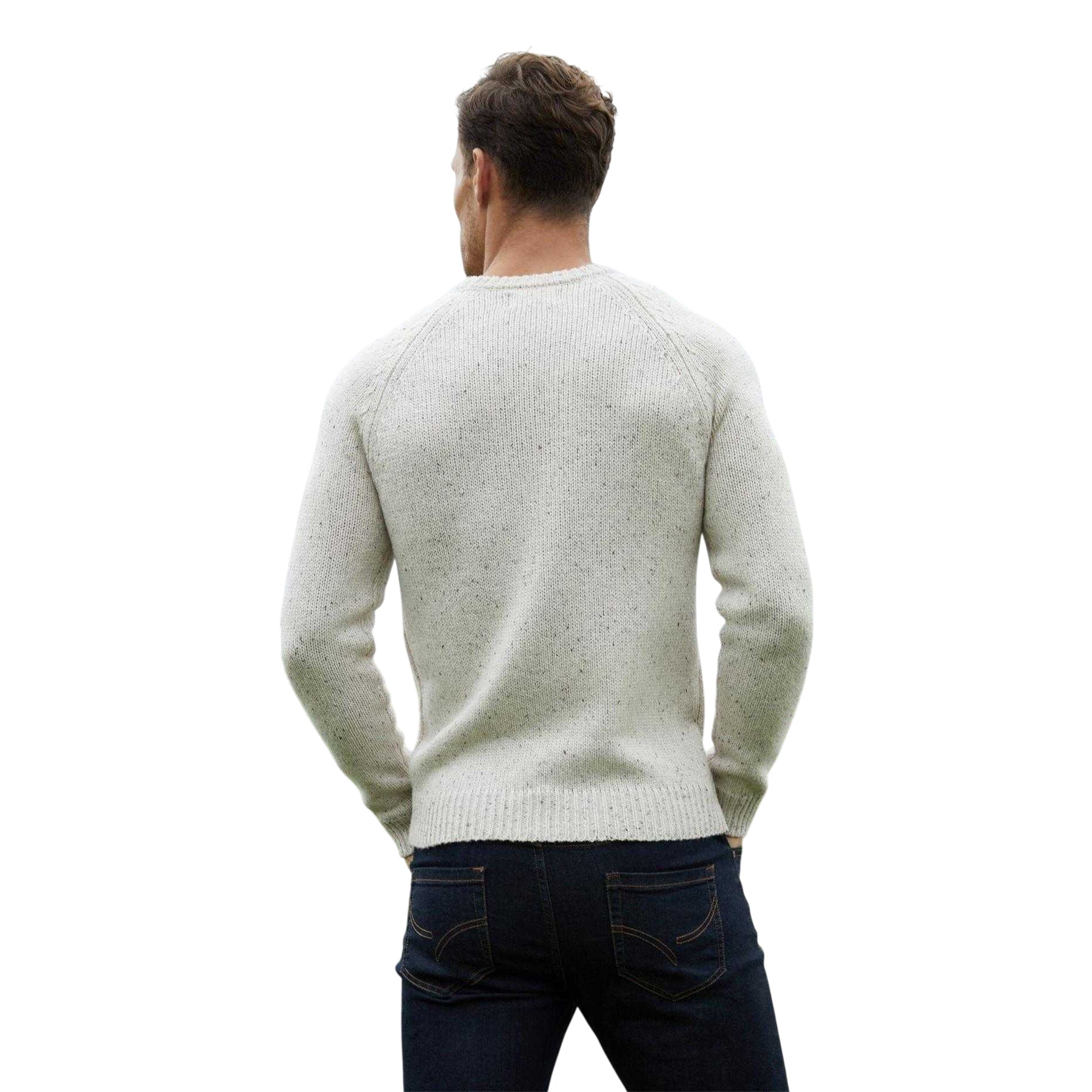 Ecru - Back - Threadbare Mens Ravenswood Crew Neck Relaxed Fit Jumper