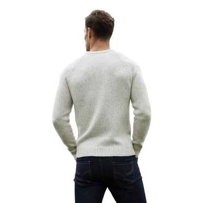 Ecru - Back - Threadbare Mens Ravenswood Crew Neck Relaxed Fit Jumper
