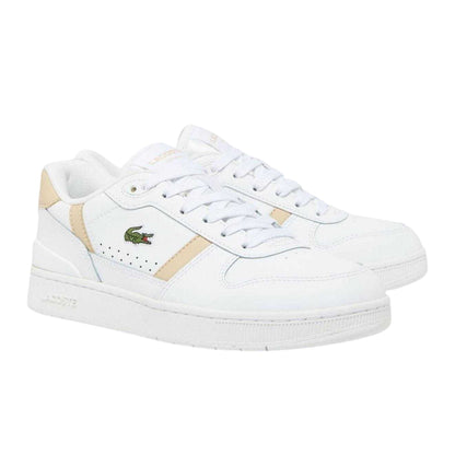 White - Side - Lacoste Womens-Ladies T-Clip Set Leather Trainers