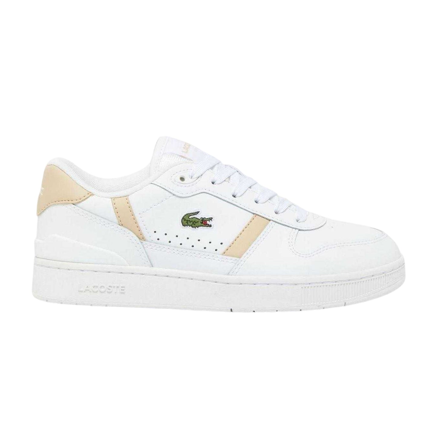White - Front - Lacoste Womens-Ladies T-Clip Set Leather Trainers