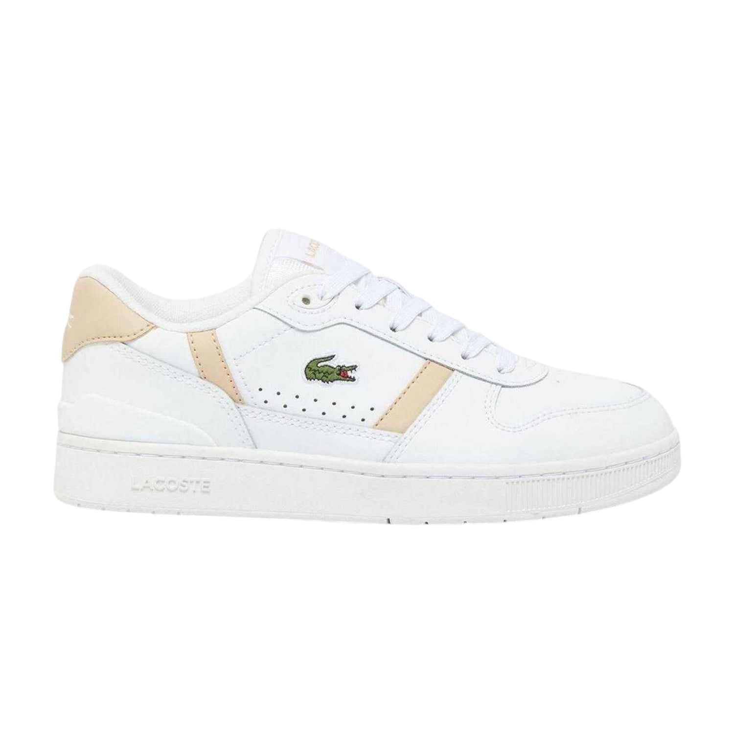 White - Front - Lacoste Womens-Ladies T-Clip Set Leather Trainers