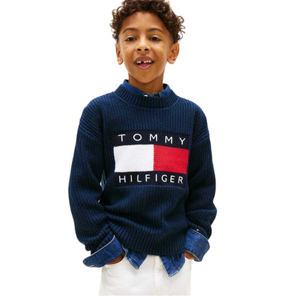 Heritage - Side - Tommy Hilfiger Boys Ribbed Embroidered Regular Sweater Top