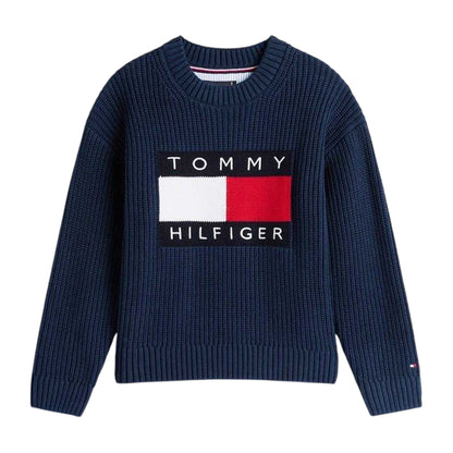 Heritage - Front - Tommy Hilfiger Boys Ribbed Embroidered Regular Sweater Top