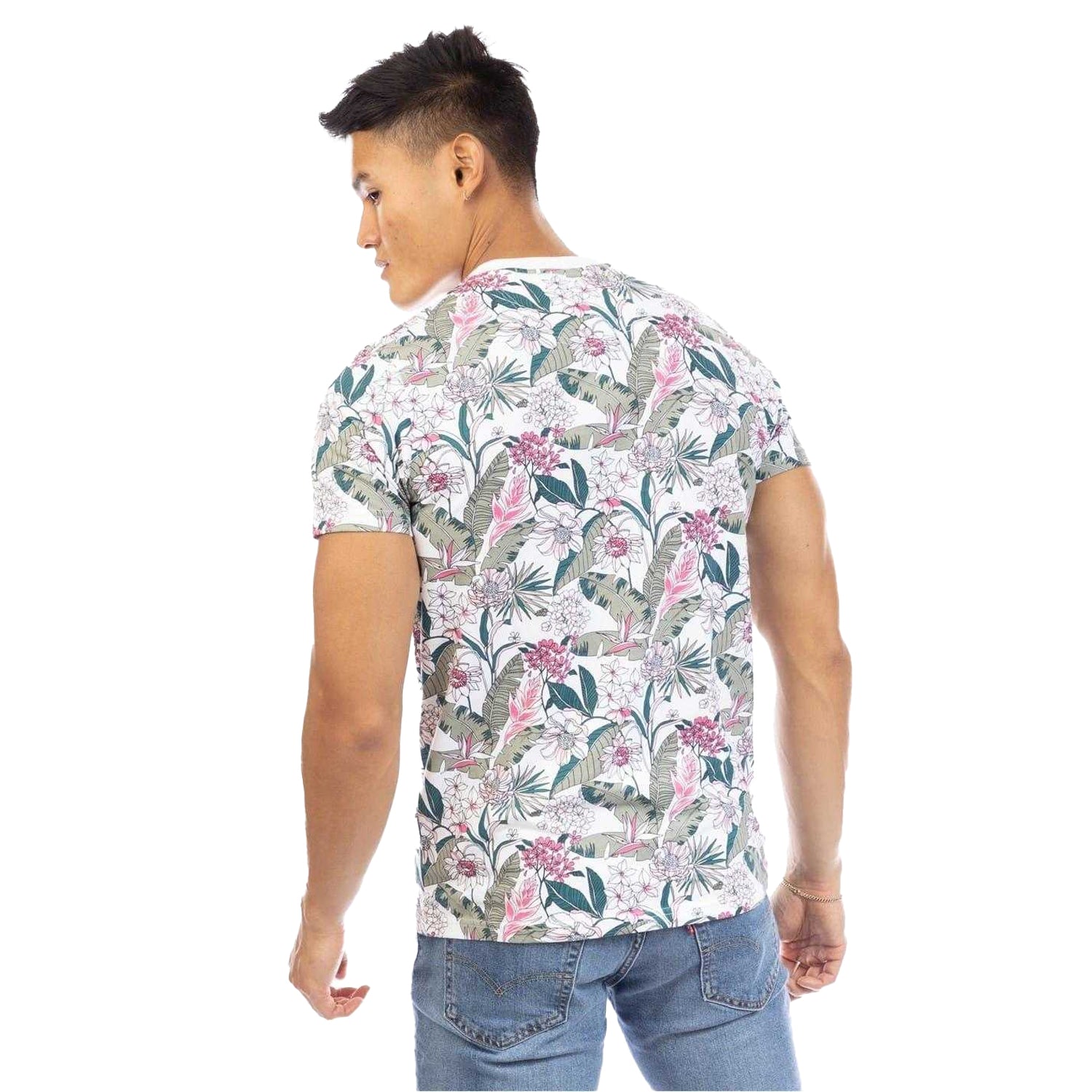 Multicoloured - Back - Peter Werth Mens Leckonby Floral T-Shirt