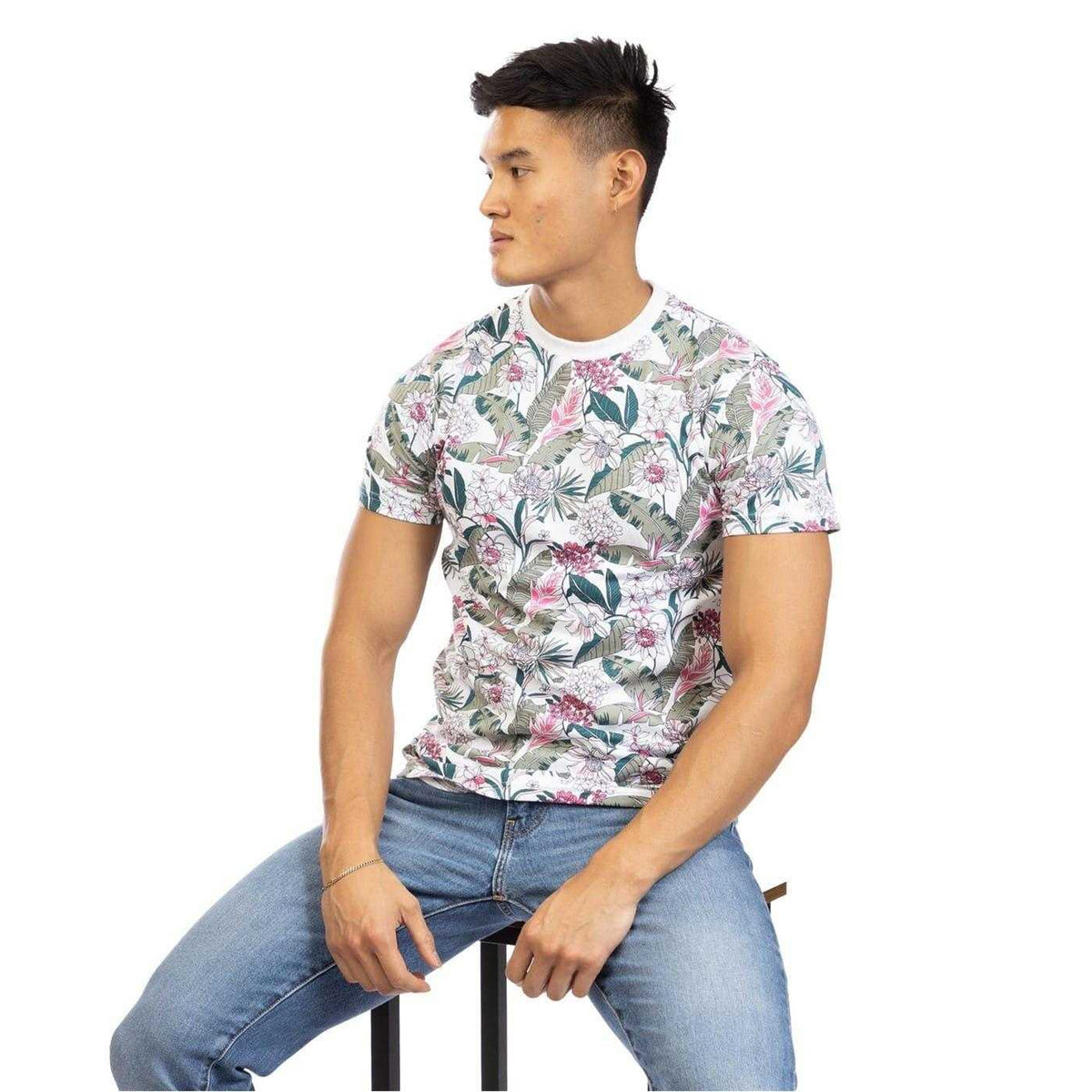 Multicoloured - Lifestyle - Peter Werth Mens Leckonby Floral T-Shirt