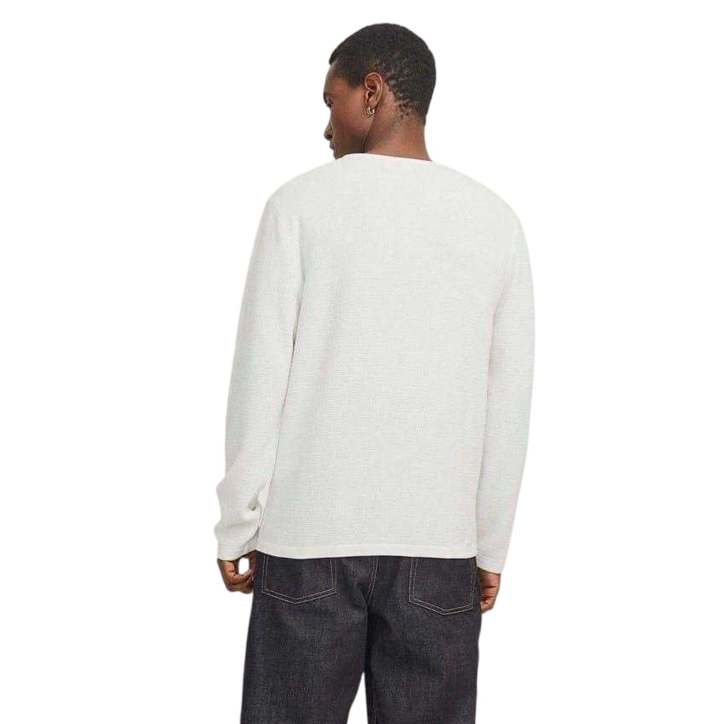 Cloud Dancer - Back - Jack And Jones Mens Flat Knit Crew Neck Pullover