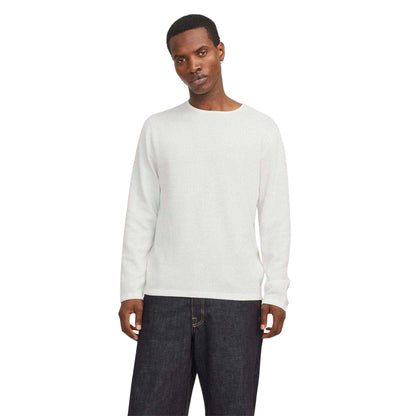Cloud Dancer - Side - Jack And Jones Mens Flat Knit Crew Neck Pullover