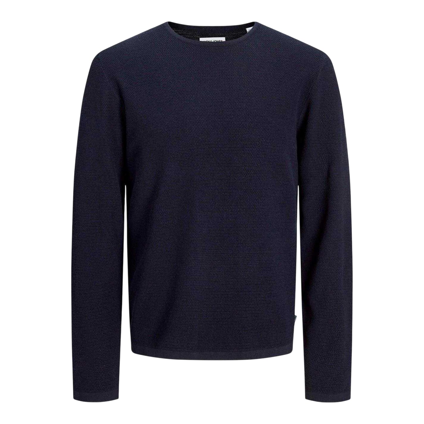Navy Blazer - Front - Jack And Jones Mens Flat Knit Crew Neck Pullover