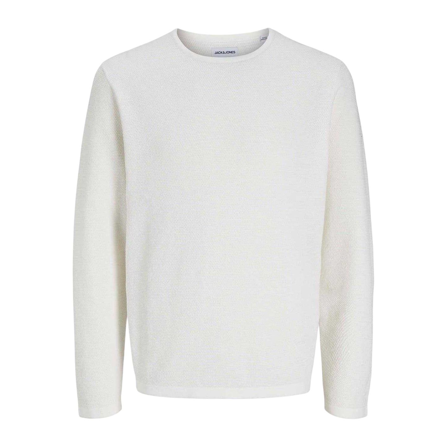 Cloud Dancer - Front - Jack And Jones Mens Flat Knit Crew Neck Pullover