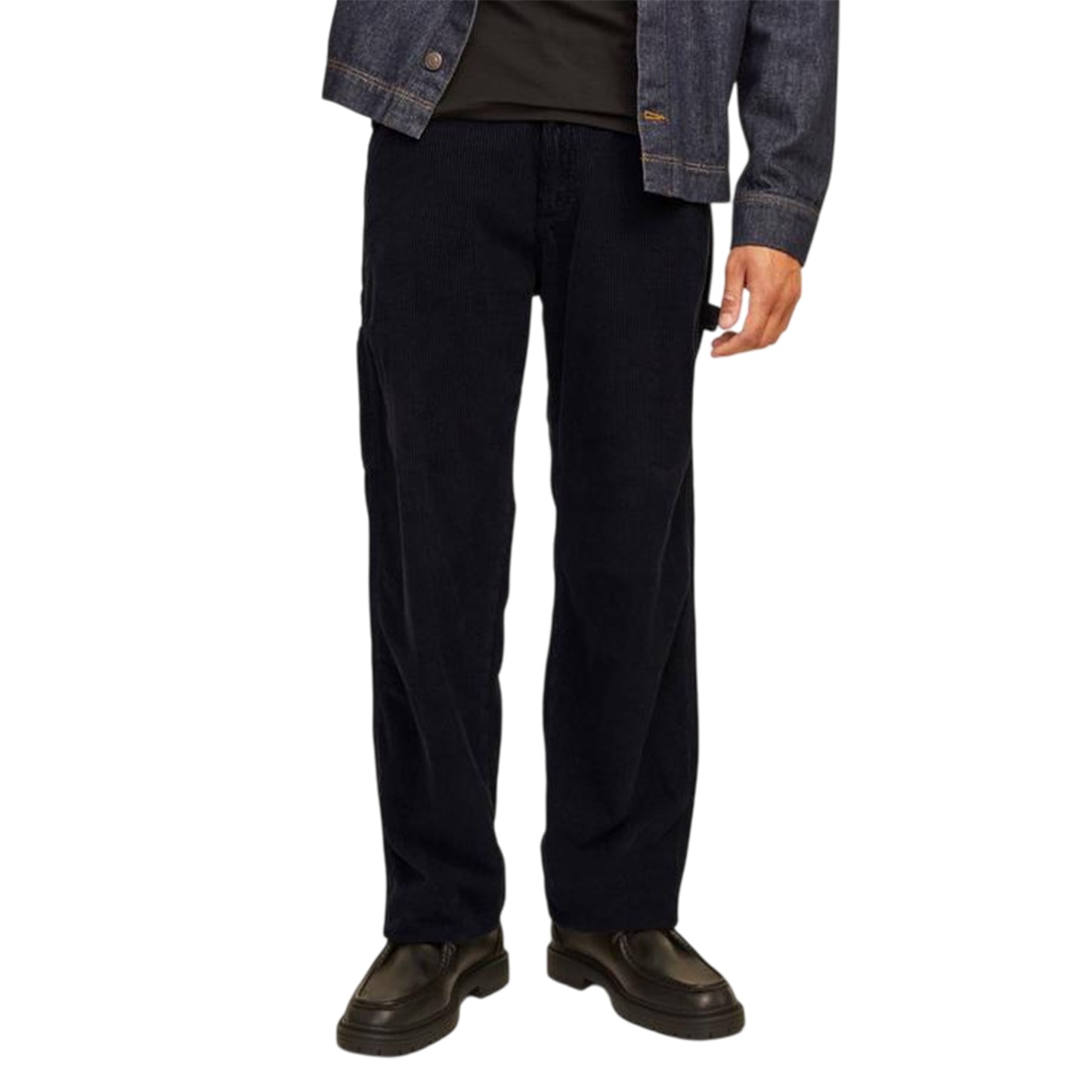 Black - Side - Jack And Jones Mens Corduroy Straight Leg Trousers