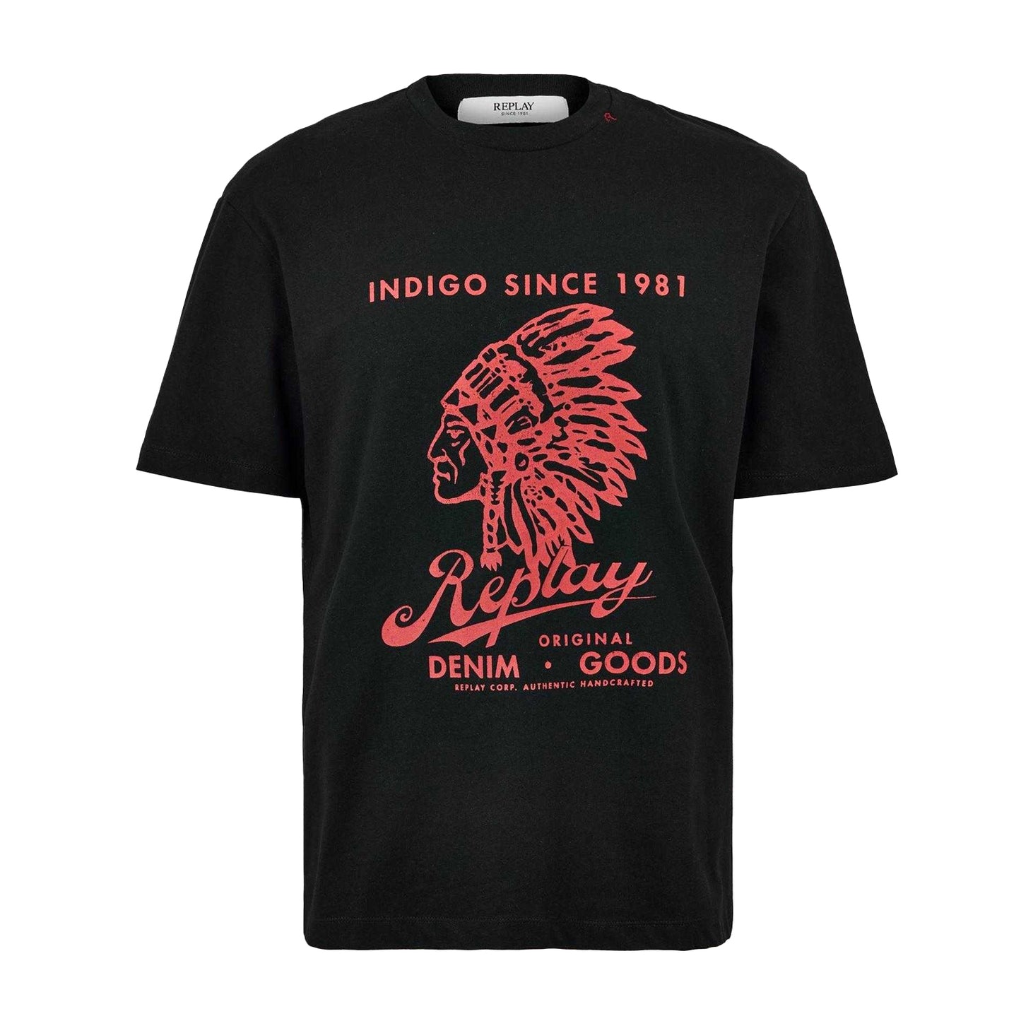 Black - Front - Replay Mens Native Regular T-Shirt