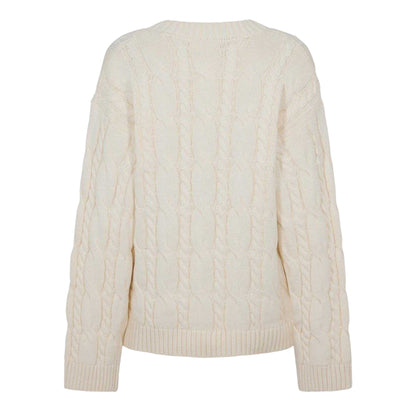 Cream - Back - 4th & Reckless Womens-Ladies Cable Knit Sweater Top
