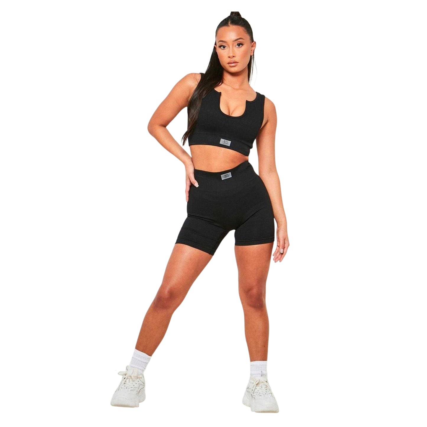 Black - Front - Missy Empire Womens-Ladies Ribbed Sleeveless Sport Crop Top