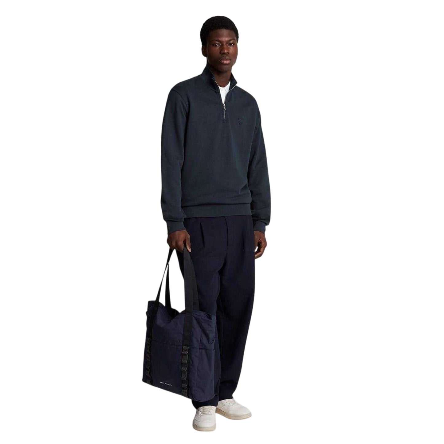 Dark Navy - Lifestyle - Lyle & Scott Mens Eagle Zip Neck Sweatshirt