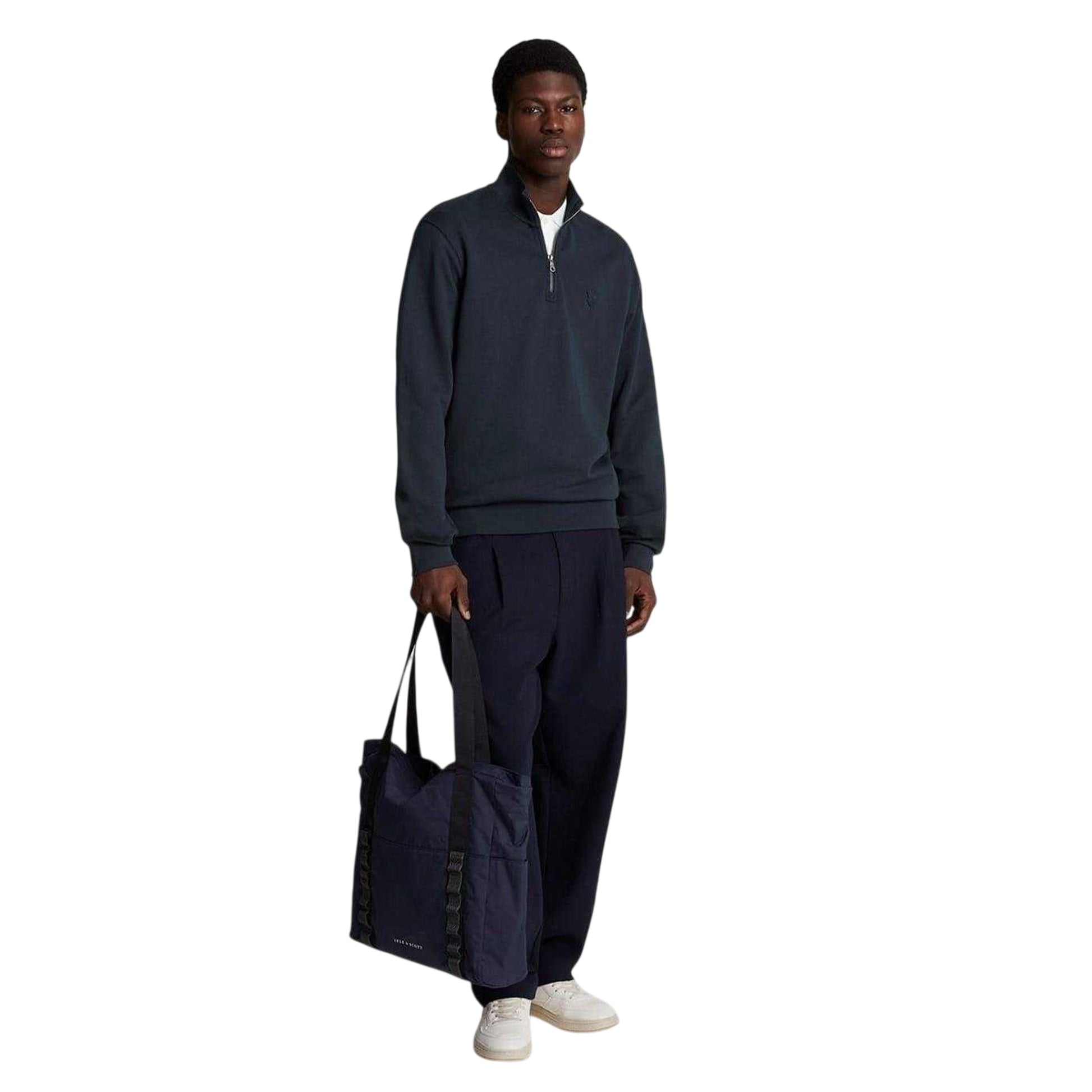 Dark Navy - Lifestyle - Lyle & Scott Mens Eagle Zip Neck Sweatshirt