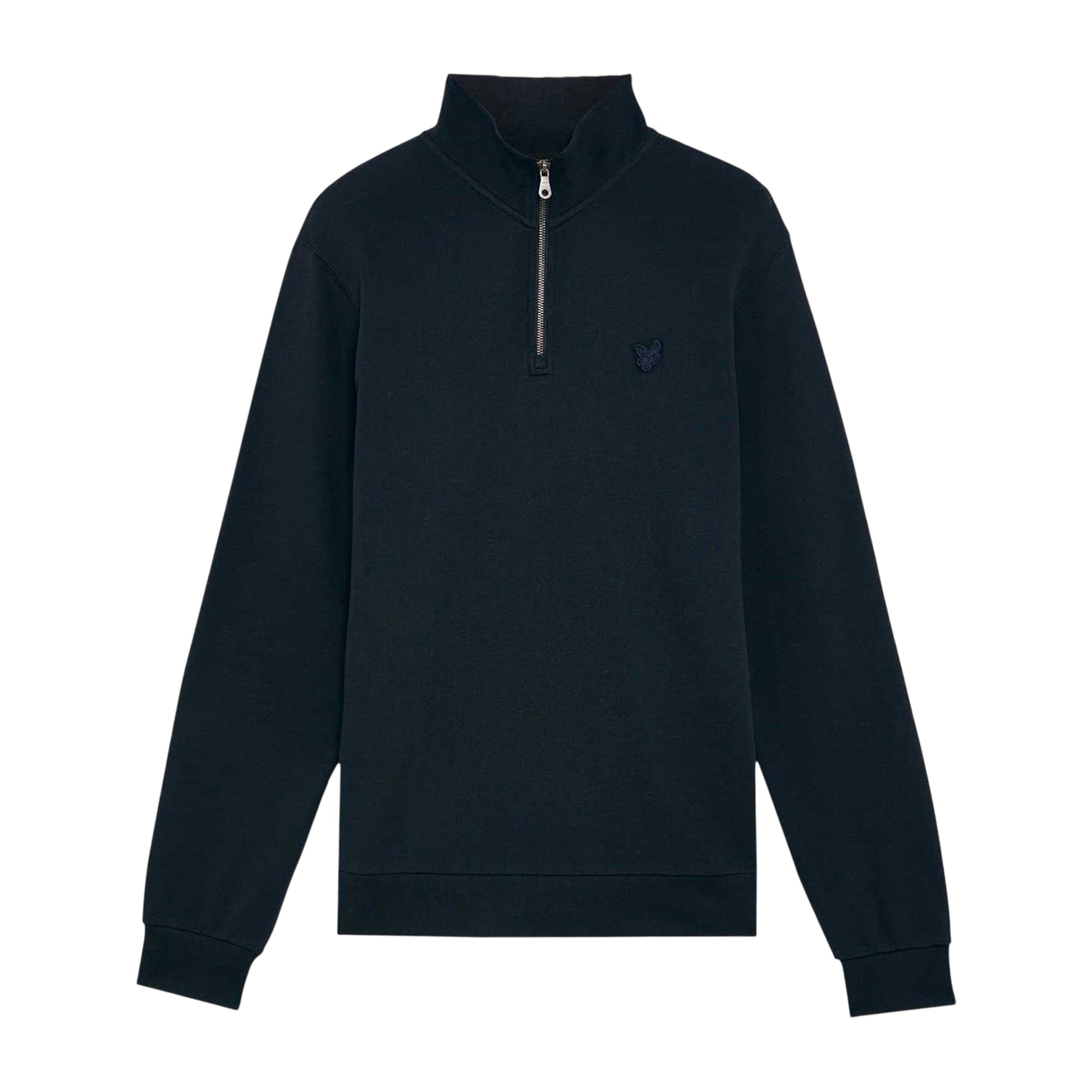 Dark Navy - Front - Lyle & Scott Mens Eagle Zip Neck Sweatshirt