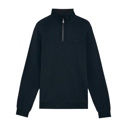 Dark Navy - Front - Lyle & Scott Mens Eagle Zip Neck Sweatshirt