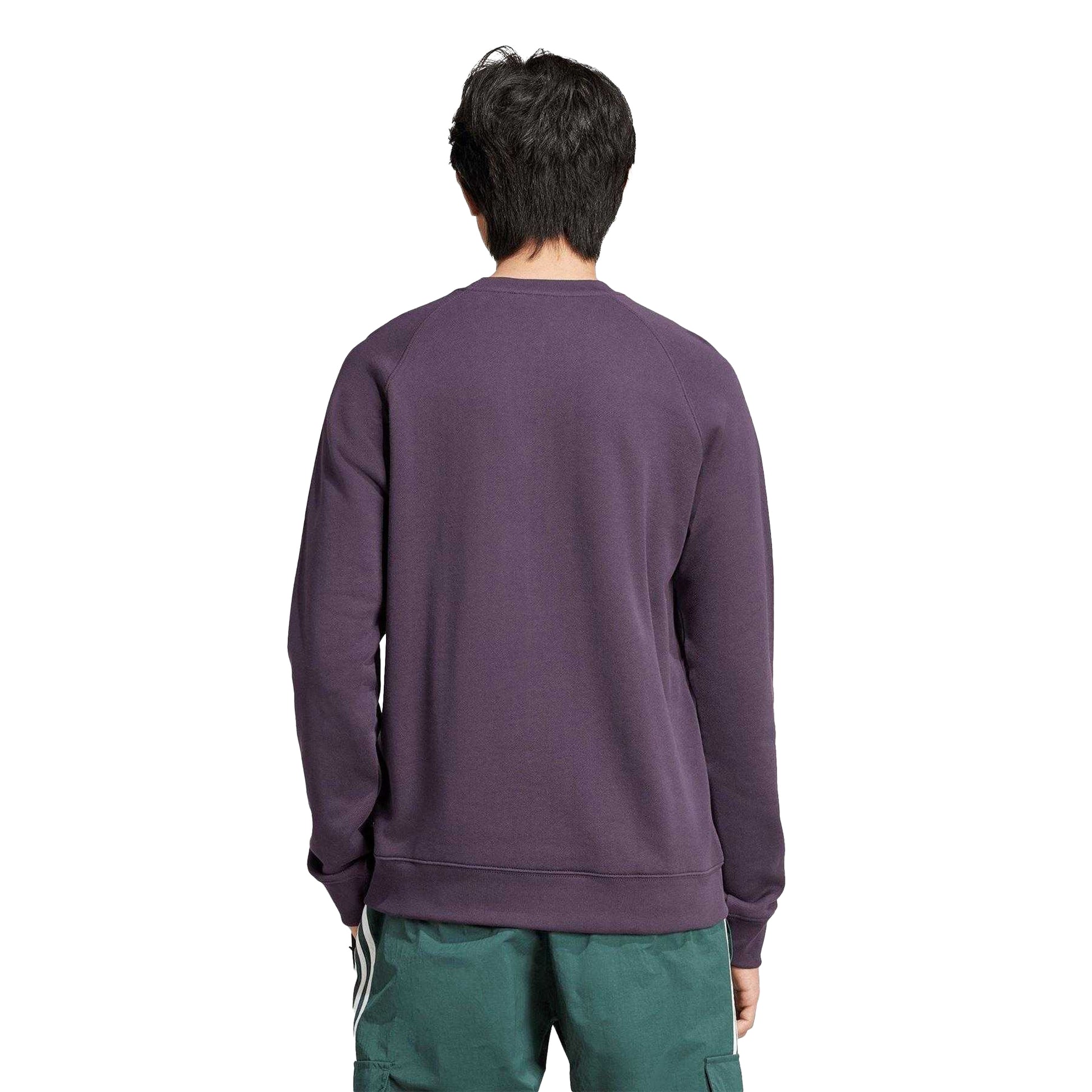 Aurora Black - Back - Adidas Mens Trefoil Ribbed Crew Neck Sweatshirt